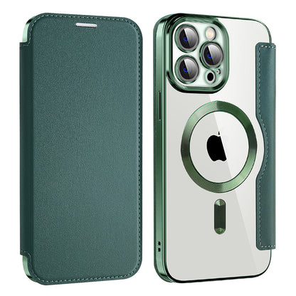 Custodia MagSafe per Apple iPhone 13 Pro, Techsuit, SmartMag Book, Verde