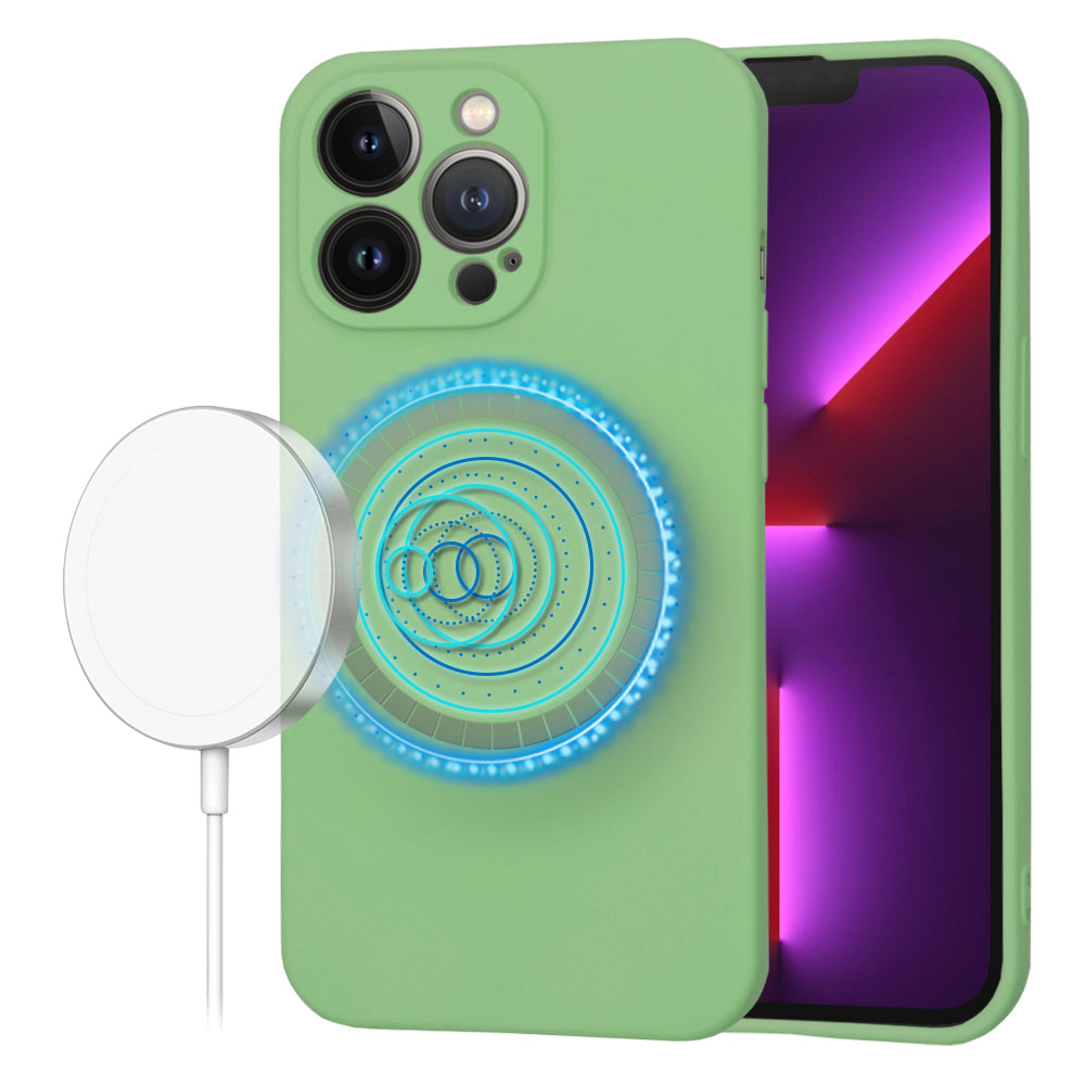 Custodia MagSafe per Apple iPhone 13 Pro, Techsuit, SoftFlex, Verde Chiaro
