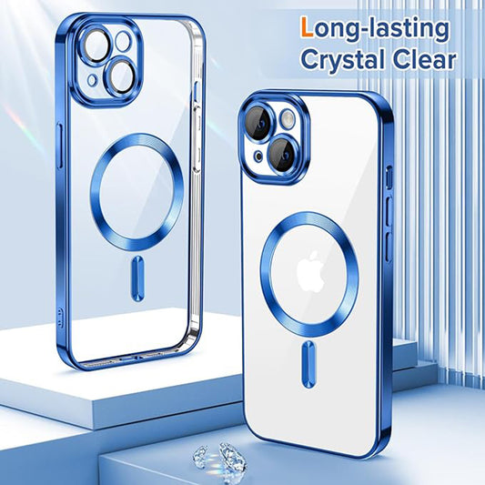 Custodia MagSafe per Apple iPhone 13, Techsuit, Luxury Crystal, Blu Scuro