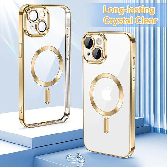 Custodia MagSafe per Apple iPhone 13, Techsuit, Luxury Crystal, Dorata