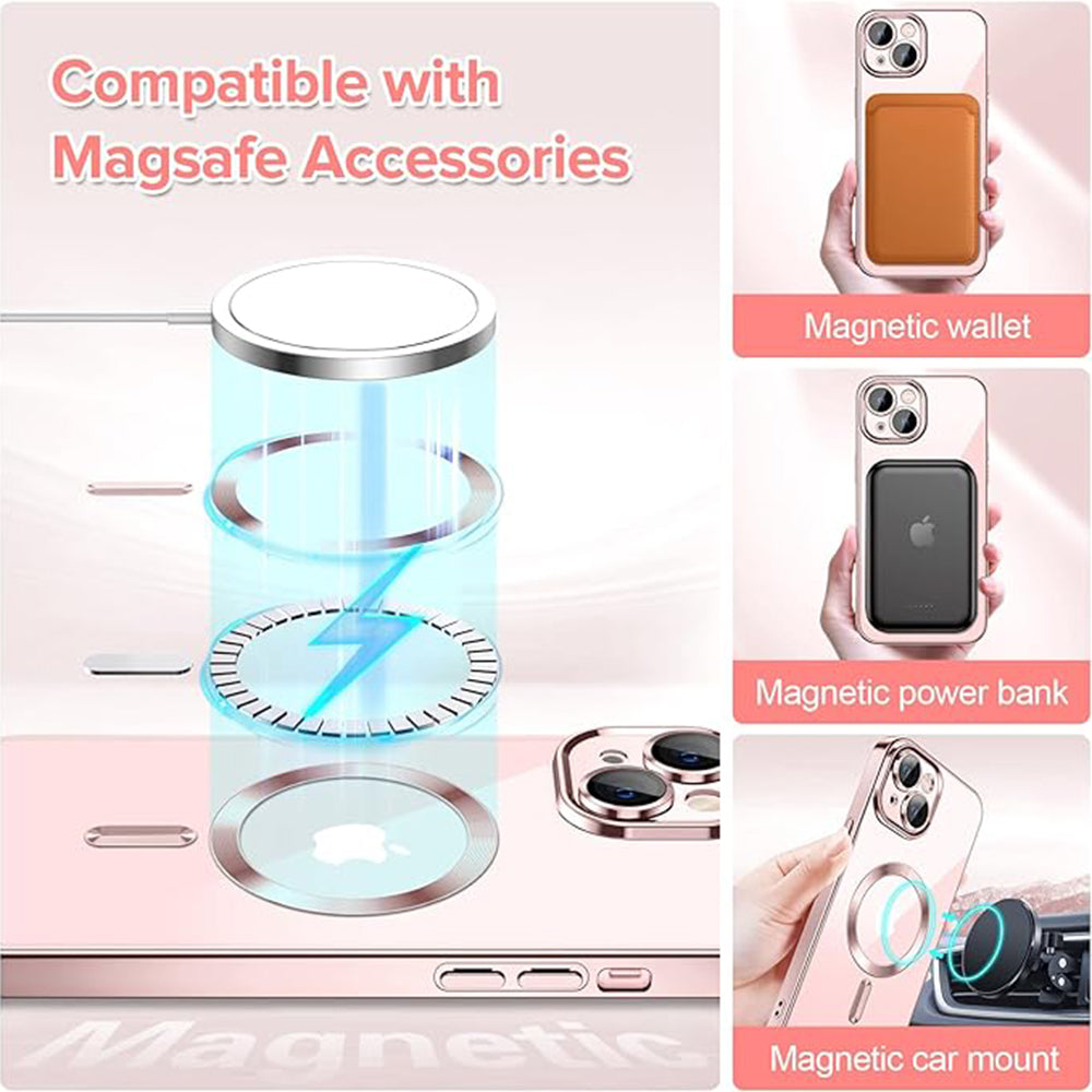 MagSafe-Hülle für Apple iPhone 13, Techsuit, Luxury Crystal, Rosa