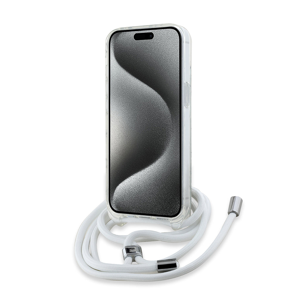 Housse MagSafe pour Apple iPhone 14, Karl Lagerfeld, IML Crossbody Choupette's Head with Strap, Transparente