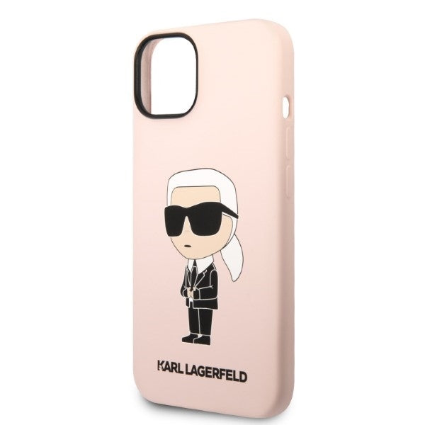 MagSafe Hülle für Apple iPhone 14, Karl Lagerfeld, Silicone Ikonik Karl, Rosa