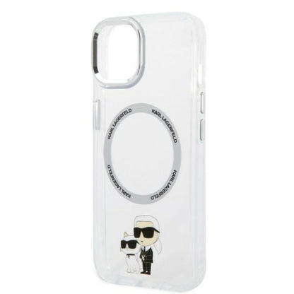 Custodia MagSafe per Apple iPhone 14 Plus, Karl Lagerfeld, Ikonik Karl & Choupette, Trasparente