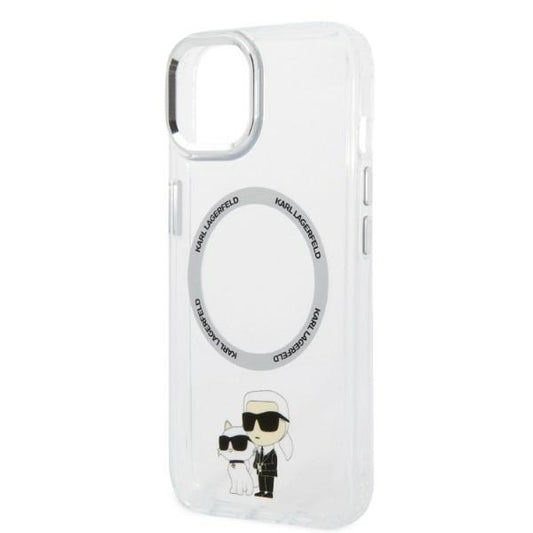 Custodia MagSafe per Apple iPhone 14 Plus, Karl Lagerfeld, Ikonik Karl & Choupette, Trasparente