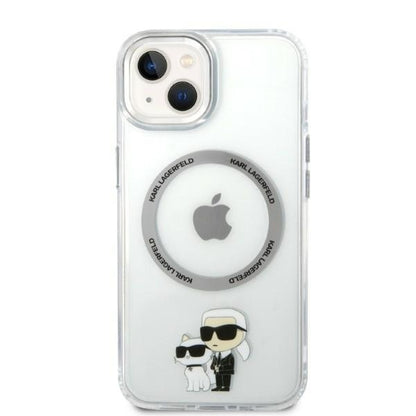 Custodia MagSafe per Apple iPhone 14 Plus, Karl Lagerfeld, Ikonik Karl & Choupette, Trasparente