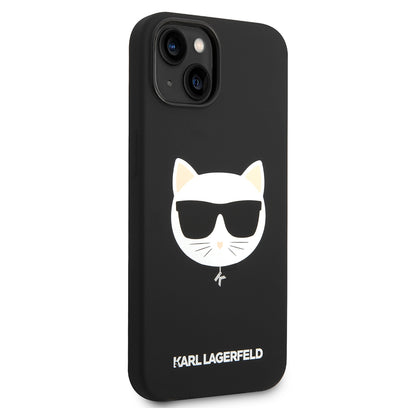 MagSafe Hülle für Apple iPhone 14 Plus, Karl Lagerfeld, Silikon Choupette's Head, Schwarz
