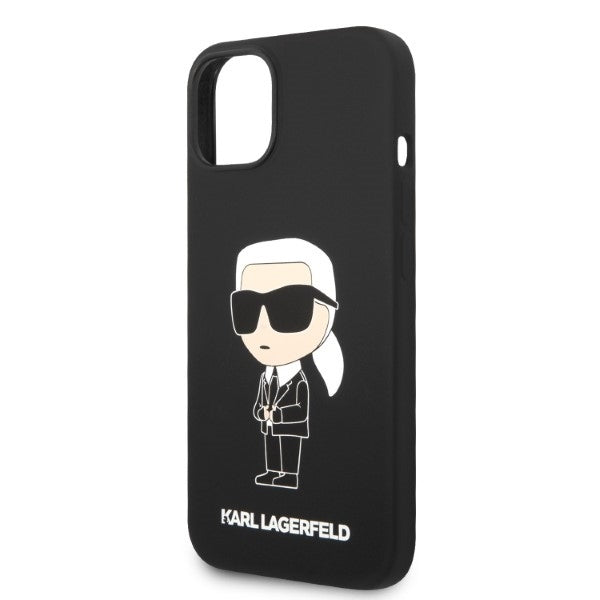 Custodia MagSafe per Apple iPhone 14 Plus, Karl Lagerfeld, Silicone Ikonik Karl, Nera