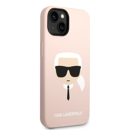 Custodia MagSafe per Apple iPhone 14 Plus, Karl Lagerfeld, Silicone Karl's Head, Rosa