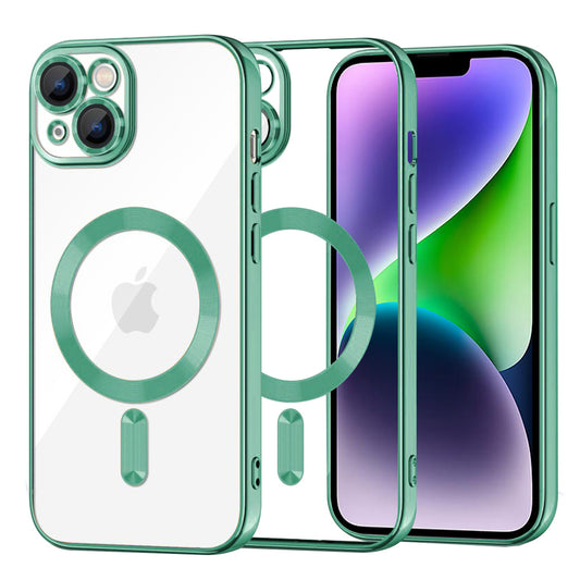 MagSafe-Hülle für Apple iPhone 14 Plus, Techsuit, Luxury Crystal, Hellgrün