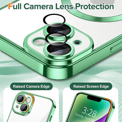 Custodia MagSafe per Apple iPhone 14 Plus, Techsuit, Luxury Crystal, Verde Chiaro