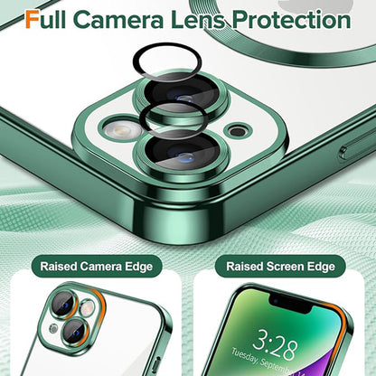 Coque MagSafe pour Apple iPhone 14 Plus, Techsuit, Luxury Crystal, Vert Foncé