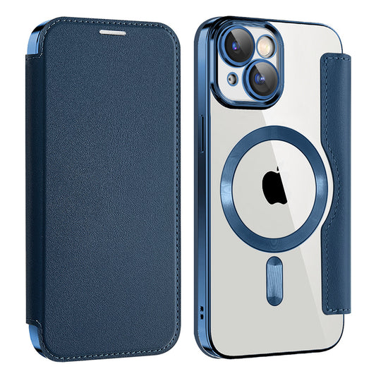 Coque MagSafe pour Apple iPhone 14 Plus, Techsuit, SmartMag Book, Bleue