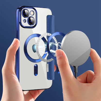 Coque MagSafe pour Apple iPhone 14 Plus, Techsuit, SmartMag Book, Bleue