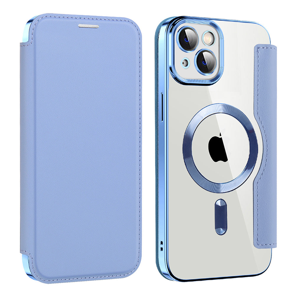 Coque MagSafe pour Apple iPhone 14 Plus, Techsuit, SmartMag Book, Bleu