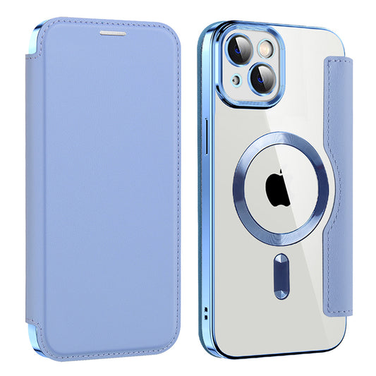 Coque MagSafe pour Apple iPhone 14 Plus, Techsuit, SmartMag Book, Bleu