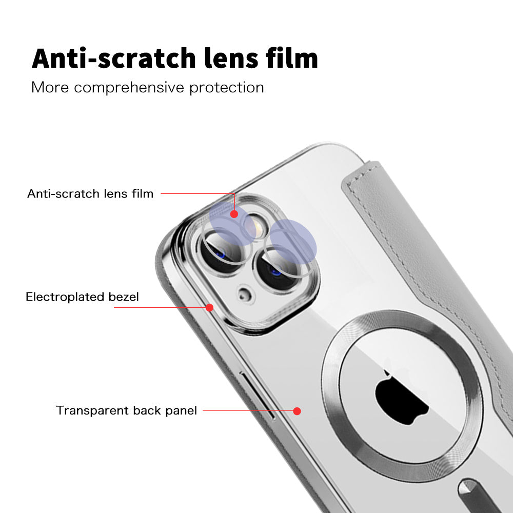 Coque MagSafe pour Apple iPhone 14 Plus, Techsuit, SmartMag Book, Gris