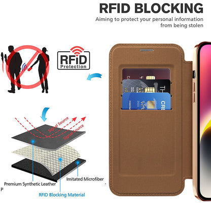 Coque MagSafe pour Apple iPhone 14 Plus, Techsuit, SmartMag Book, Marron