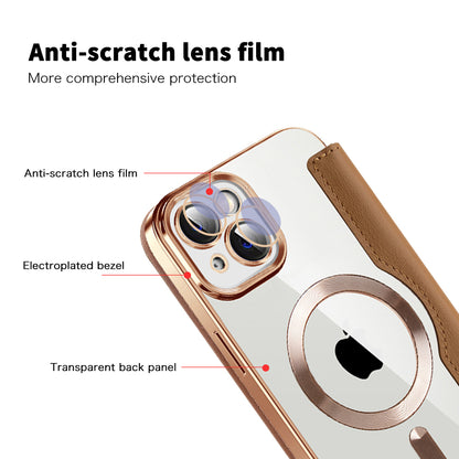 Coque MagSafe pour Apple iPhone 14 Plus, Techsuit, SmartMag Book, Marron