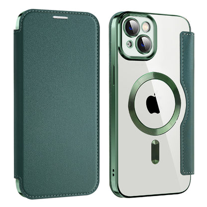 Coque MagSafe pour Apple iPhone 14 Plus, Techsuit, SmartMag Book, Vert