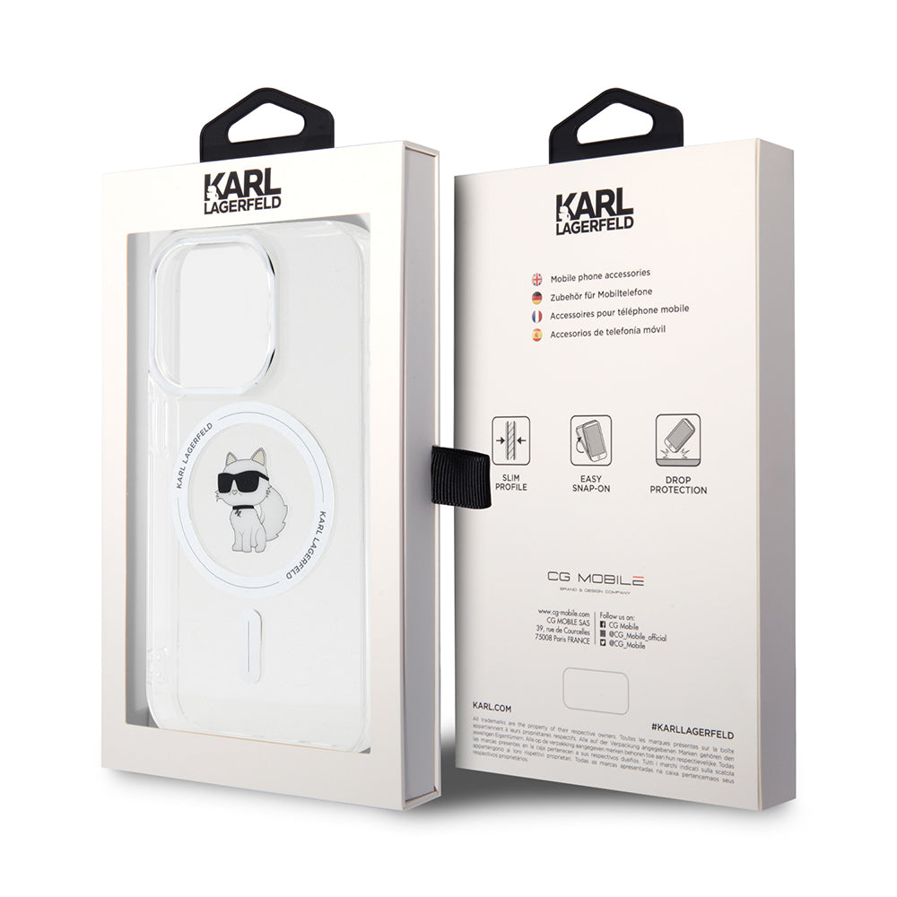 MagSafe Hülle für Apple iPhone 14 Pro, Karl Lagerfeld, IML Choupette, Transparent
