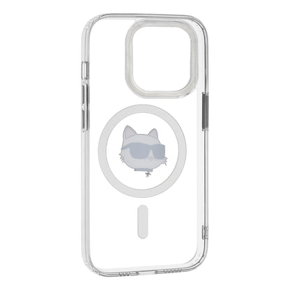 MagSafe Case for Apple iPhone 14 Pro, Karl Lagerfeld, IML Metal Choupette's Head, White