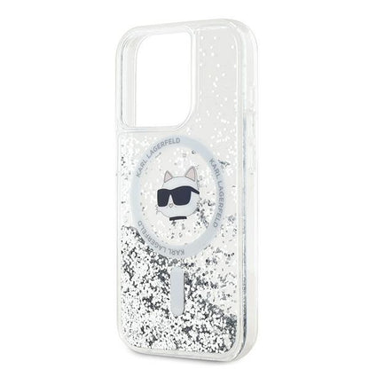 Custodia MagSafe per Apple iPhone 14 Pro, Karl Lagerfeld, Liquid Glitter Choupette's Head, Trasparente