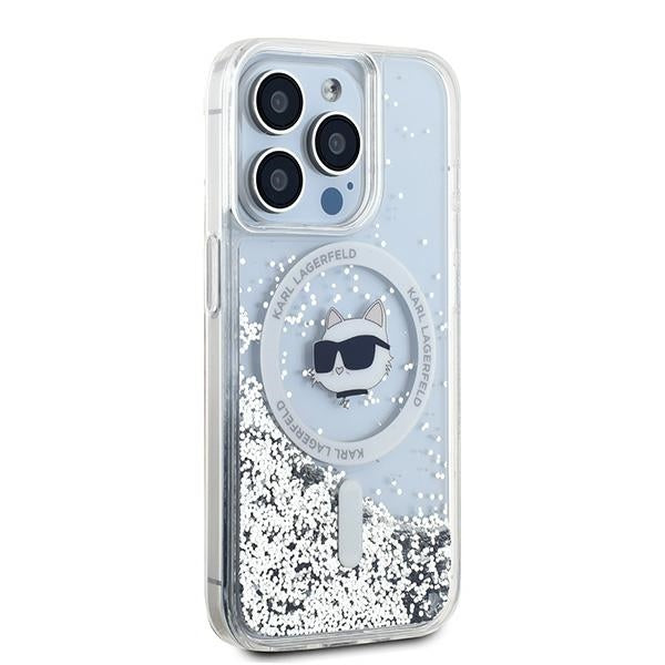 Custodia MagSafe per Apple iPhone 14 Pro, Karl Lagerfeld, Liquid Glitter Choupette's Head, Trasparente