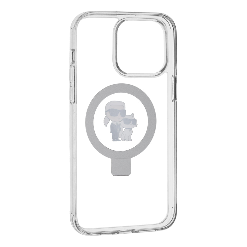 MagSafe Hülle für Apple iPhone 14 Pro, Karl Lagerfeld, Ring Stand Karl & Choupette, Weiß