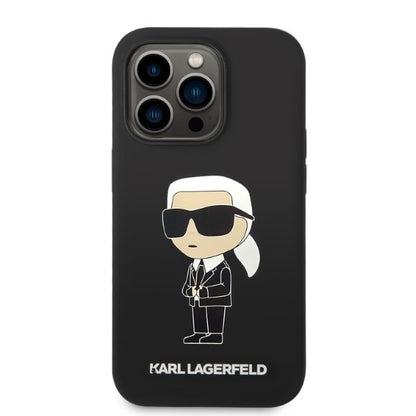 MagSafe Hülle für Apple iPhone 14 Pro, Karl Lagerfeld, Ikonik Karl Silikon, Schwarz