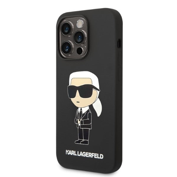 MagSafe Hülle für Apple iPhone 14 Pro, Karl Lagerfeld, Ikonik Karl Silikon, Schwarz