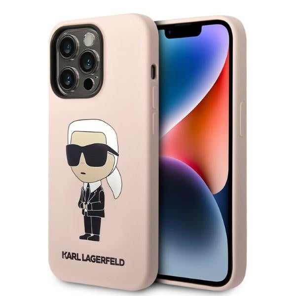 Custodia MagSafe per Apple iPhone 14 Pro, Karl Lagerfeld, Silicone Ikonik Karl, Rosa