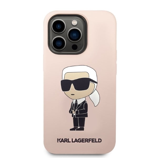 Custodia MagSafe per Apple iPhone 14 Pro, Karl Lagerfeld, Silicone Ikonik Karl, Rosa