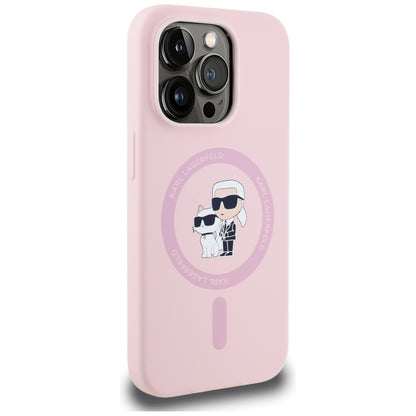 MagSafe Case for Apple iPhone 14 Pro, Karl Lagerfeld, Karl & Choupette Silicone, Pink