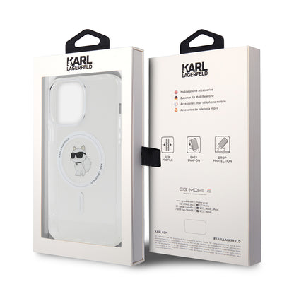 Coque MagSafe pour Apple iPhone 14 Pro Max, Karl Lagerfeld, IML Choupette, Transparente