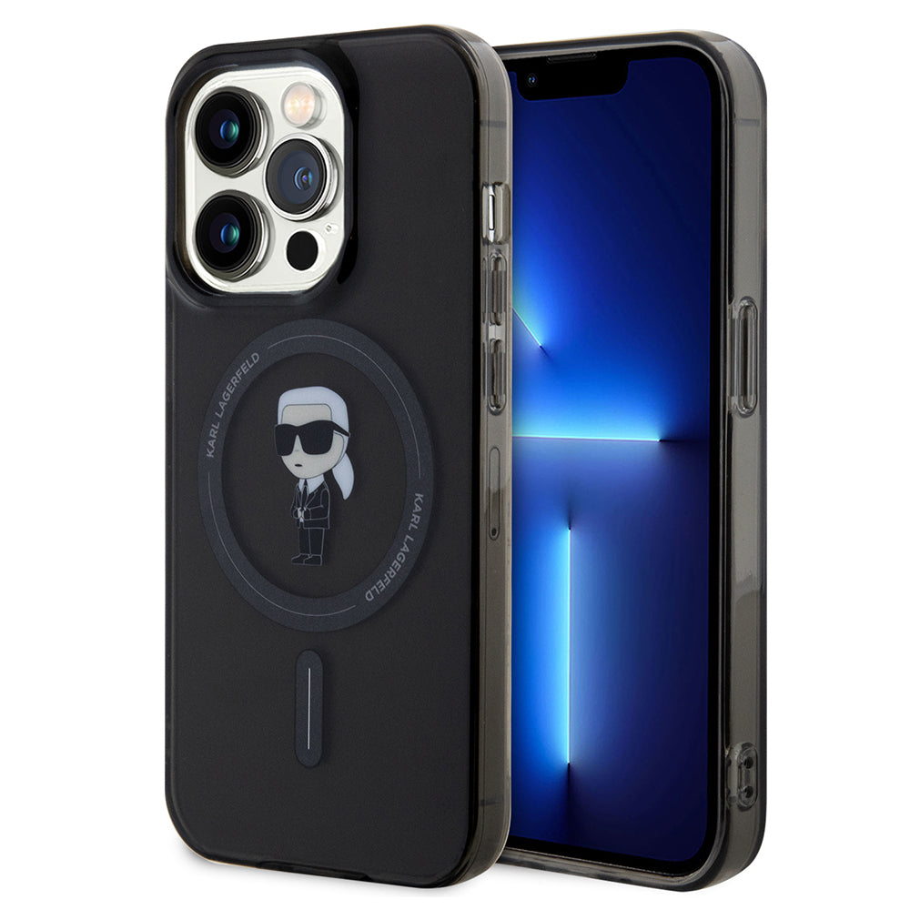 Custodia MagSafe per Apple iPhone 14 Pro Max, Karl Lagerfeld, IML Ikonik Karl, Nera