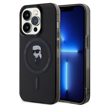 Custodia MagSafe per Apple iPhone 14 Pro Max, Karl Lagerfeld, IML Ikonik Karl, Nera