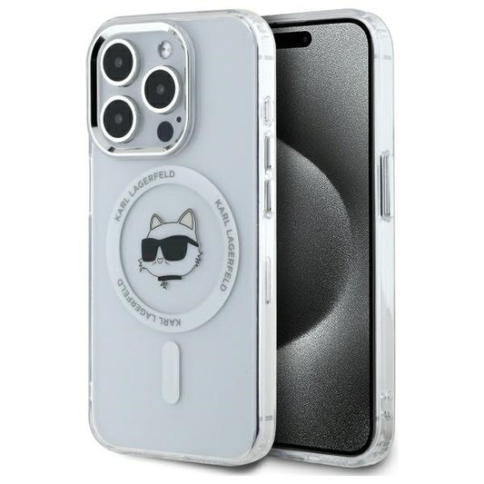 Custodia MagSafe per Apple iPhone 14 Pro Max, Karl Lagerfeld, IML Metal Choupette's Head, Bianca