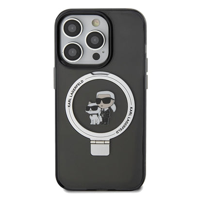 Coque MagSafe pour Apple iPhone 14 Pro Max, Karl Lagerfeld, Ring Stand Karl & Choupette, Noire