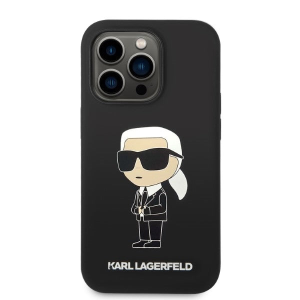 Coque MagSafe pour Apple iPhone 14 Pro Max, Karl Lagerfeld, Silicone Ikonik Karl, Noire