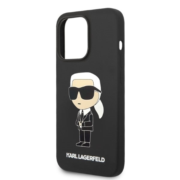 Coque MagSafe pour Apple iPhone 14 Pro Max, Karl Lagerfeld, Silicone Ikonik Karl, Noire