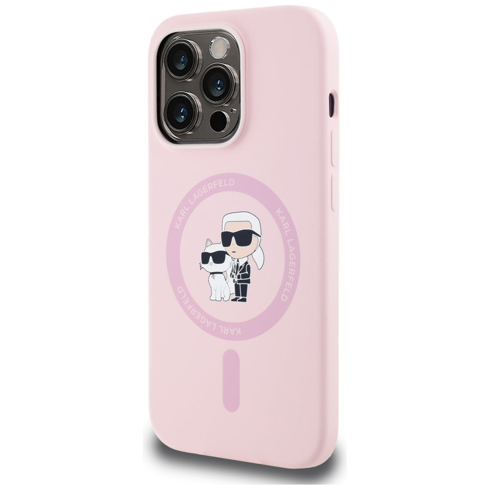 Custodia MagSafe per Apple iPhone 14 Pro Max, Karl Lagerfeld, Silicone Karl & Choupette, Rosa