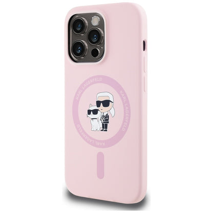 Custodia MagSafe per Apple iPhone 14 Pro Max, Karl Lagerfeld, Silicone Karl & Choupette, Rosa