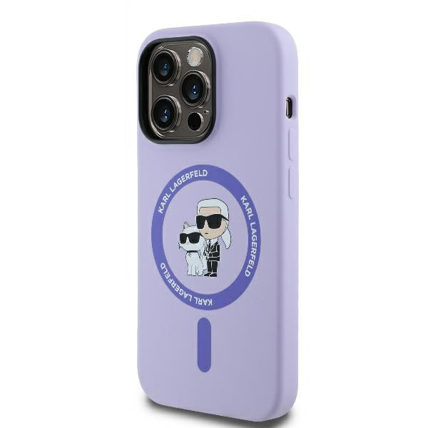 Custodia MagSafe per Apple iPhone 14 Pro Max, Karl Lagerfeld, Silicone Ring Karl & Choupette, Viola