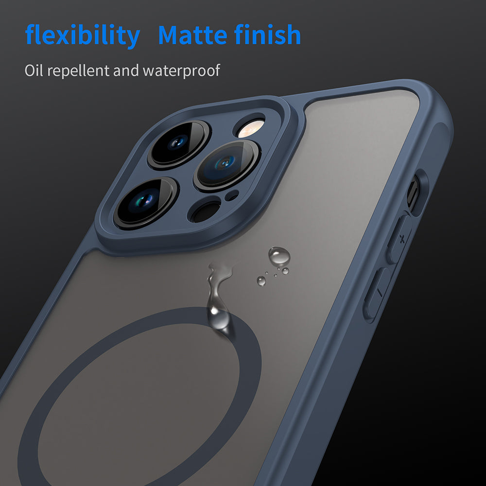 Custodia MagSafe per Apple iPhone 14 Pro Max, Techsuit, HaloFrost II, Blu Navy