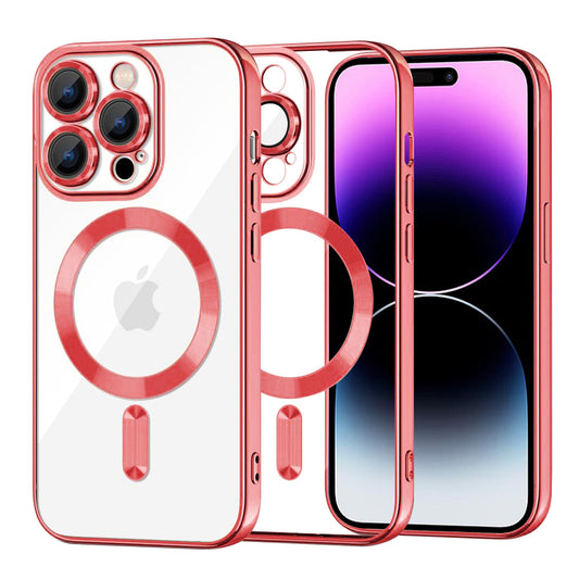 MagSafe-Hülle für Apple iPhone 14 Pro Max, Techsuit, Luxury Crystal, Rot