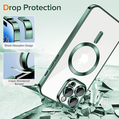 Coque MagSafe pour Apple iPhone 14 Pro Max, Techsuit, Luxury Crystal, Vert Foncé