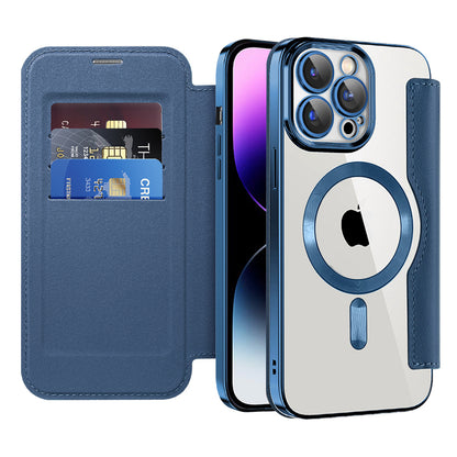 Custodia MagSafe per Apple iPhone 14 Pro Max, Techsuit, SmartMag Book, Blu
