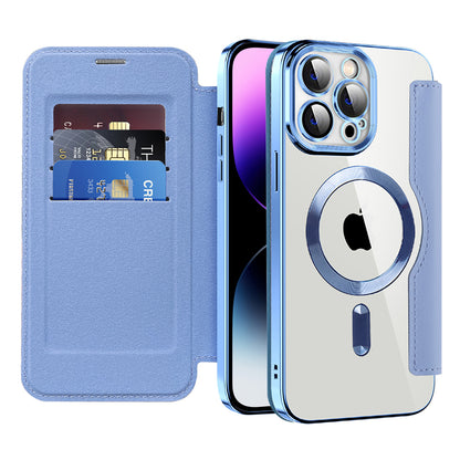 Coque MagSafe pour Apple iPhone 14 Pro Max, Techsuit, SmartMag Book, Bleu