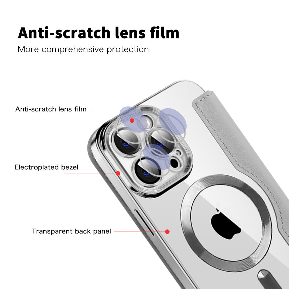Coque MagSafe pour Apple iPhone 14 Pro Max, Techsuit, SmartMag Book, Gris